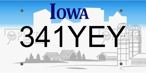341YEY Iowa License Plate