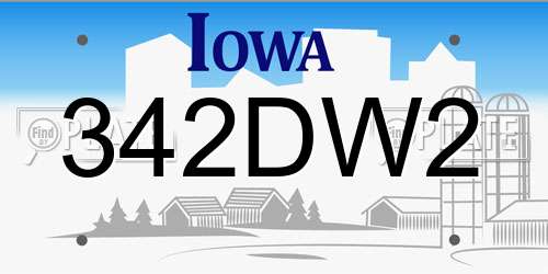 342DW2 Iowa License Plate
