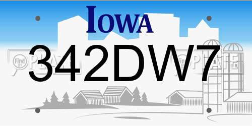 342DW7 Iowa License Plate