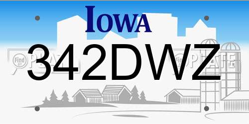 342DWZ Iowa License Plate
