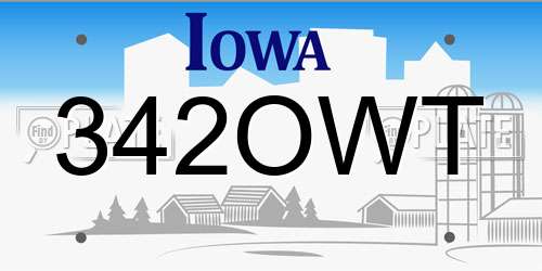 342OWT Iowa License Plate