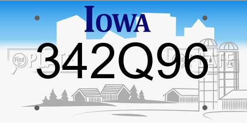 342Q96 Iowa License Plate