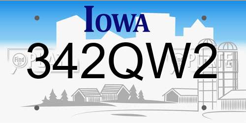 342QW2 Iowa License Plate