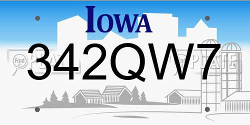 342QW7 Iowa License Plate