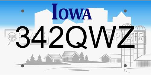 342QWZ Iowa License Plate