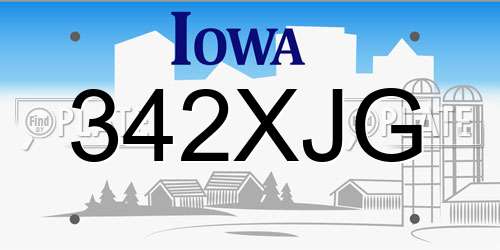 342XJG Iowa License Plate
