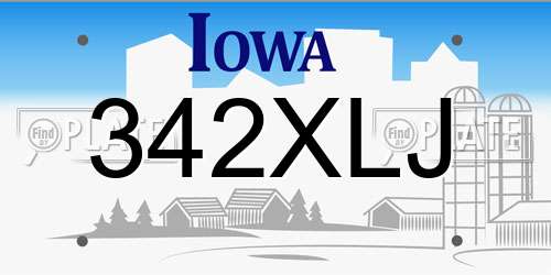 342XLJ Iowa License Plate