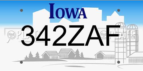 342ZAF Iowa License Plate