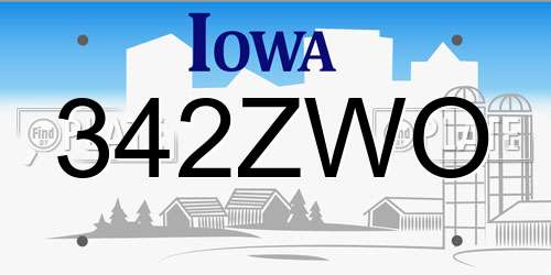 342ZWO Iowa License Plate