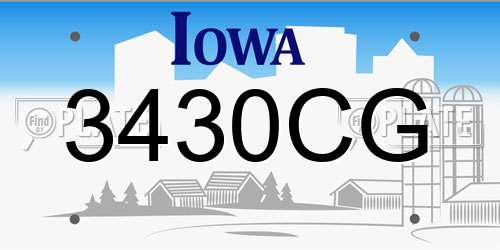 3430CG Iowa License Plate