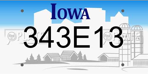 343E13 Iowa License Plate