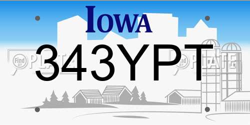 343YPT Iowa License Plate