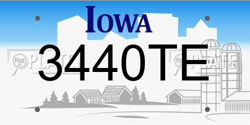 3440TE Iowa License Plate