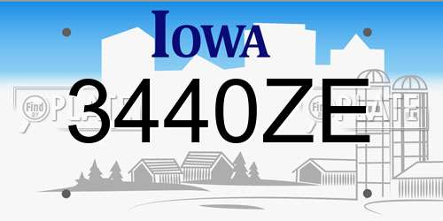 3440ZE Iowa License Plate