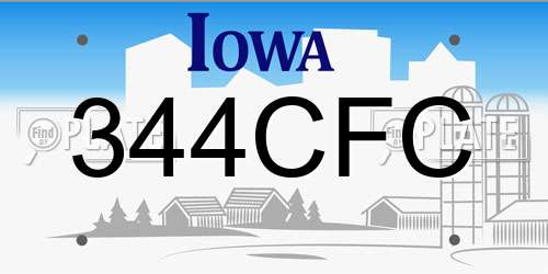 344CFC Iowa License Plate