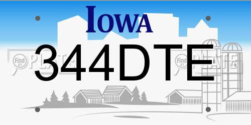 344DTE Iowa License Plate