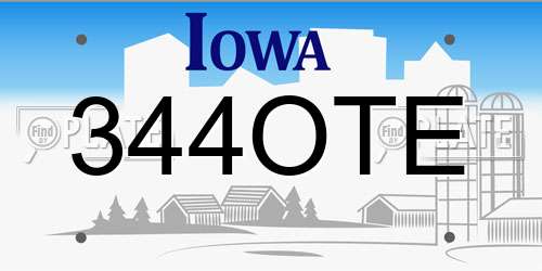 344OTE Iowa License Plate