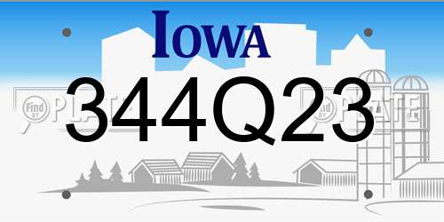 344Q23 Iowa License Plate