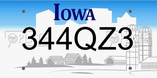 344QZ3 Iowa License Plate