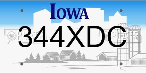 344XDC Iowa License Plate