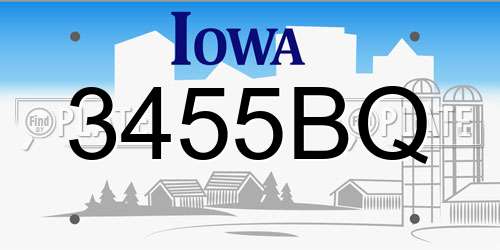 3455BQ Iowa License Plate