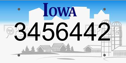 3456442 Iowa License Plate