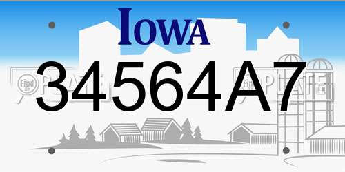 34564A7 Iowa License Plate