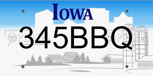 345BBQ Iowa License Plate