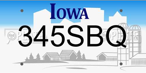 345SBQ Iowa License Plate