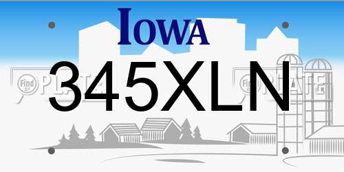 345XLN Iowa License Plate