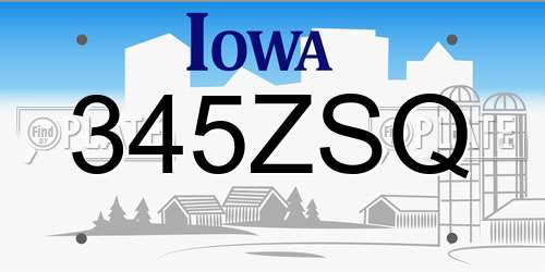 345ZSQ Iowa License Plate