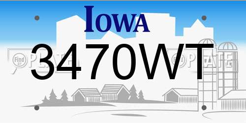 3470WT Iowa License Plate