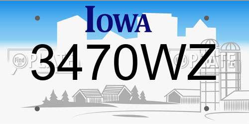 3470WZ Iowa License Plate