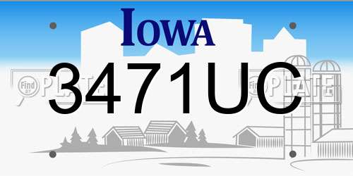 3471UC Iowa License Plate