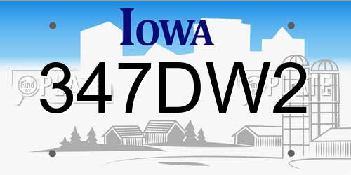 347DW2 Iowa License Plate