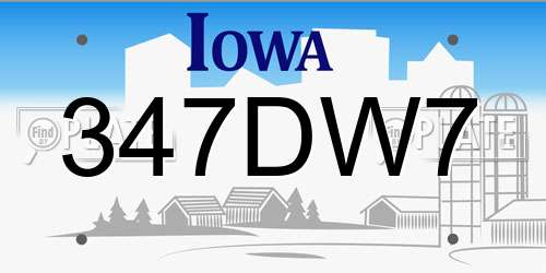 347DW7 Iowa License Plate
