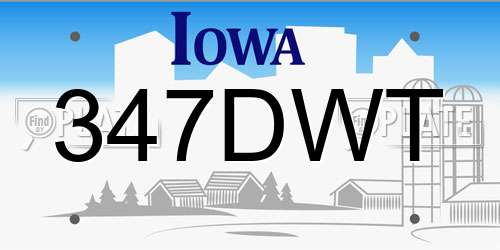 347DWT Iowa License Plate