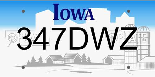 347DWZ Iowa License Plate