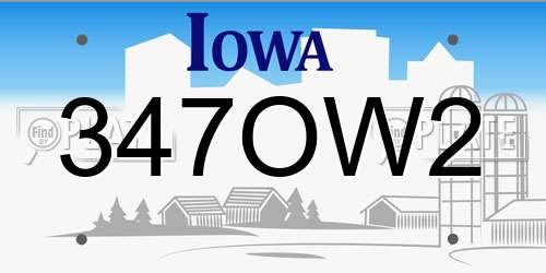 347OW2 Iowa License Plate