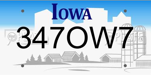 347OW7 Iowa License Plate