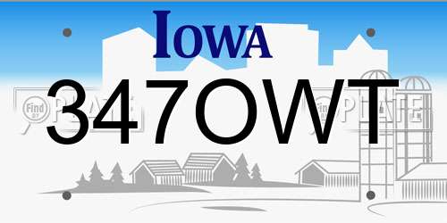 347OWT Iowa License Plate