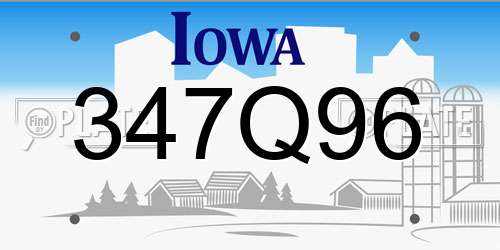 347Q96 Iowa License Plate