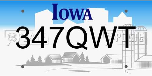 347QWT Iowa License Plate