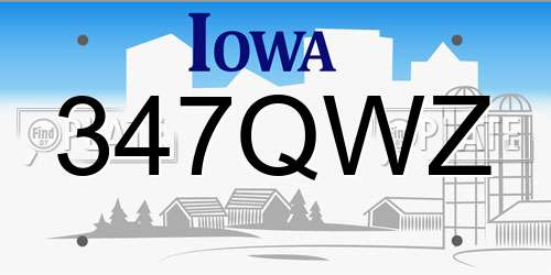 347QWZ Iowa License Plate