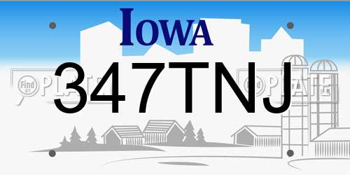 347TNJ Iowa License Plate