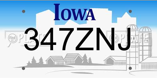347ZNJ Iowa License Plate