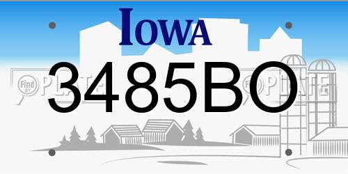 3485BO Iowa License Plate