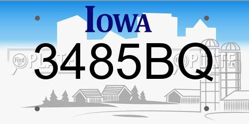 3485BQ Iowa License Plate
