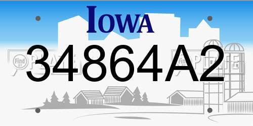 34864A2 Iowa License Plate