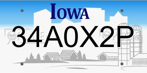 34A0X2P Iowa License Plate